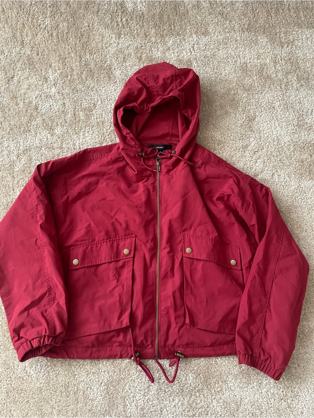 NWT Forever 21 Red Windbreaker Jacket Womens Size Large